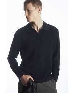 Contrast-tipped Merino Polo Shirt Navy / Grey