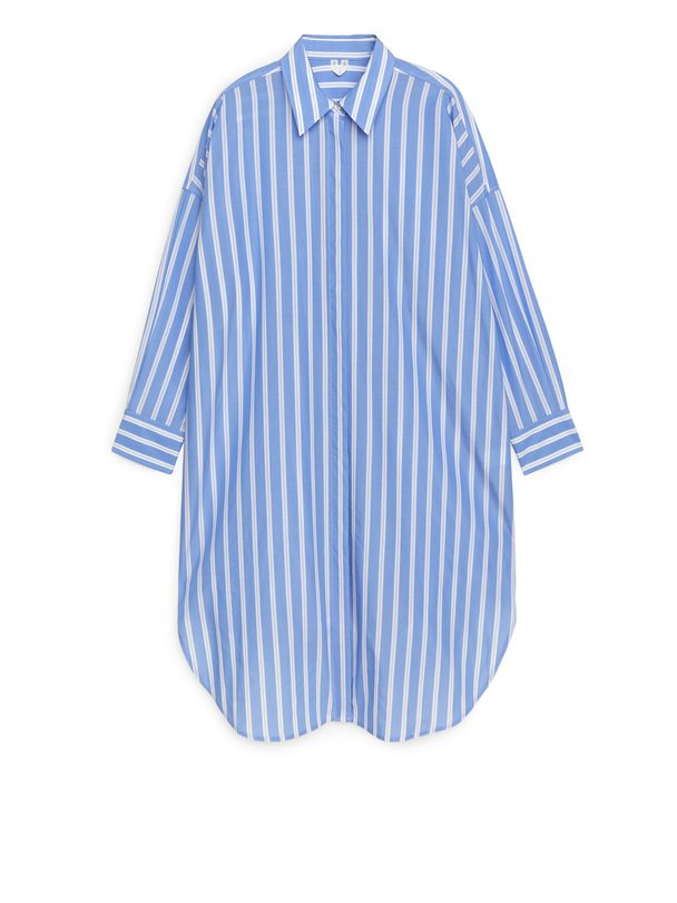 Arket Lyocell Blend Shirt Dress Blue/stripe