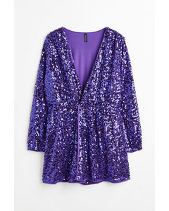 H&m+ Sequined Wrapover Dress Dark Purple