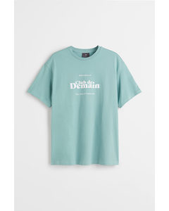 Relaxed Fit Printed T-shirt Turquoise/club De Demain