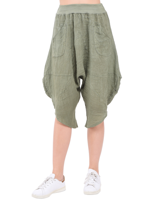 Le Jardin du Lin Sarouel Cropped Pant With Pockets And Elastic Waistband