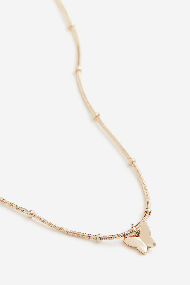 H&M Pendant Necklace Gold-coloured/butterfly