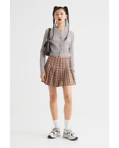 Pleated Skirt Brown/checked