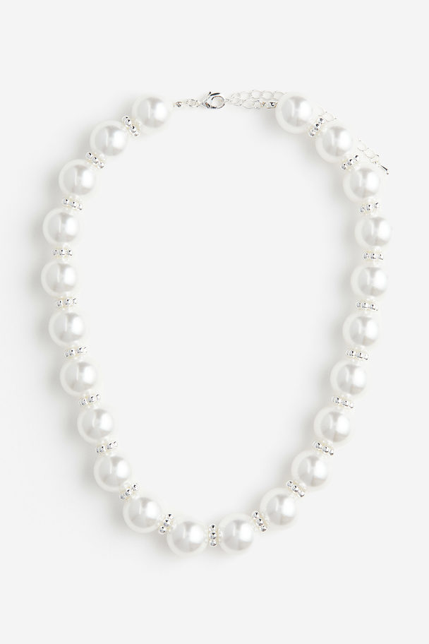 H&M Short Beaded Necklace White