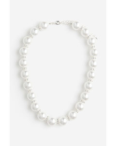 Kurze Perlenkette Weiß