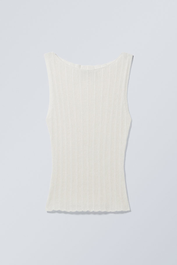 Weekday Slim Knitted Boatneck Tank Top Dusty White