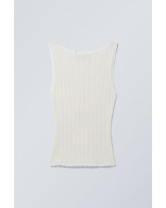 Slim Knitted Boatneck Tank Top Dusty White