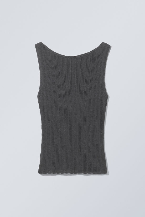 Weekday Slim Knitted Boatneck Tank Top Dark Grey