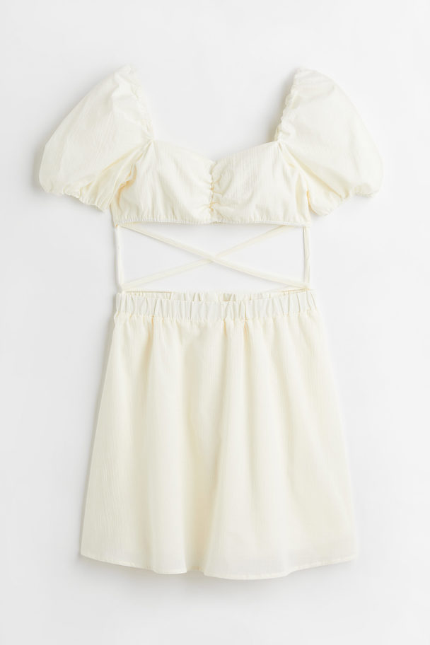 H&M Two-piece Tie-detail Dress Cream