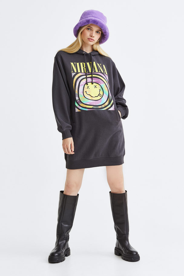 H&M Hooded Sweatshirt Dress Black/nirvana