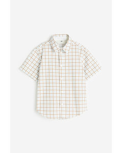 Short-sleeved Cotton Shirt White/checked