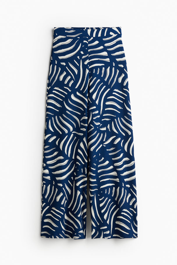 H&M Weite Jerseyhose Dunkelblau/Gemustert