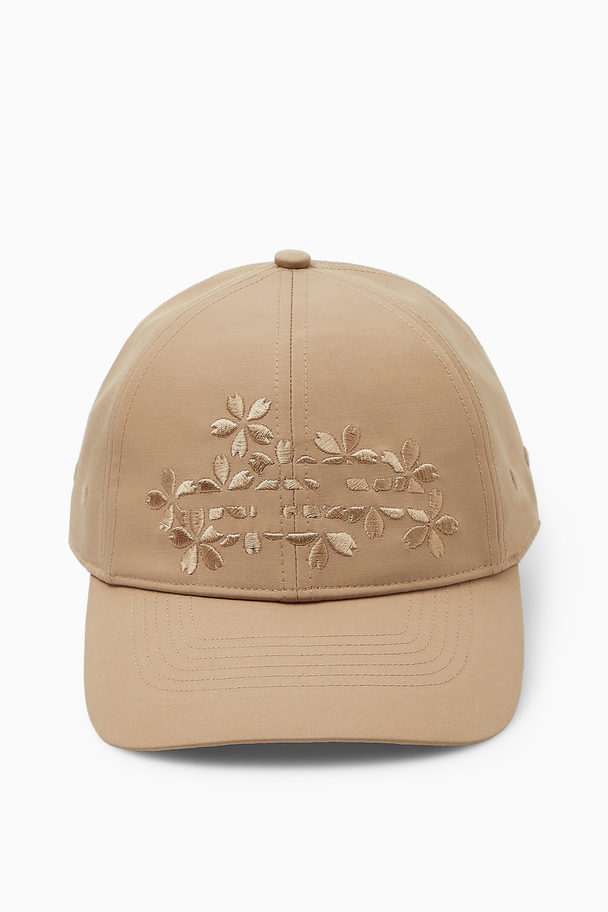 COS Floral Embroidered Baseball Cap Camel
