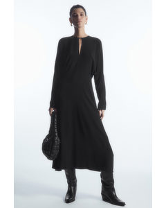 Cutout Fit-and-flare Midi Dress Black
