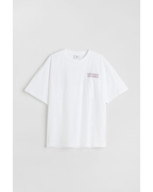 H&M Oversized Fit Cotton T-shirt White/one Decade