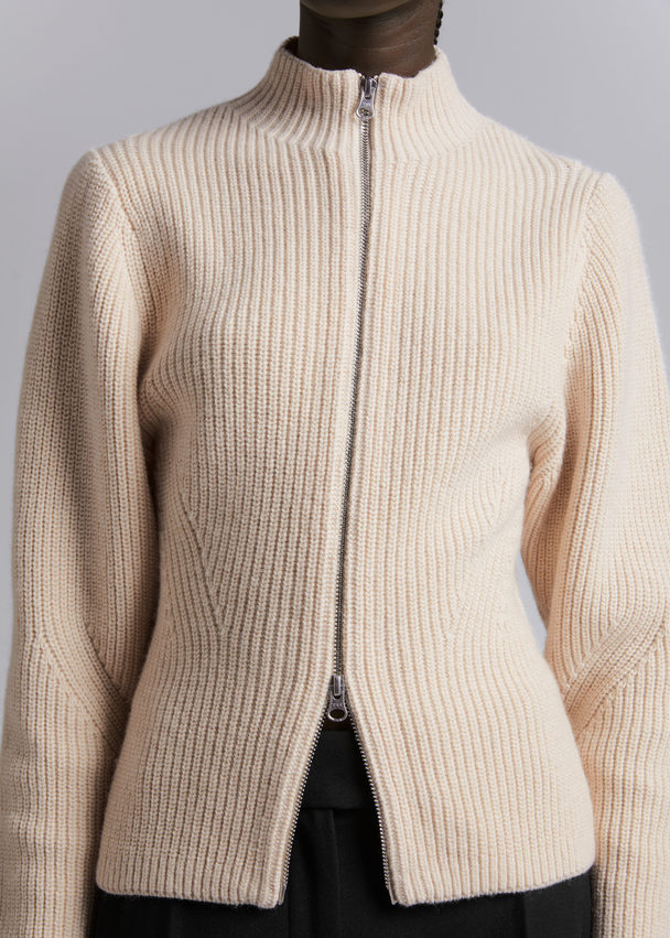 & Other Stories Knitted Zip Cardigan White