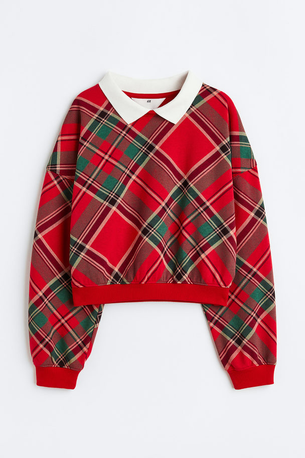 H&M Oversized Sweatshirt Red/checked