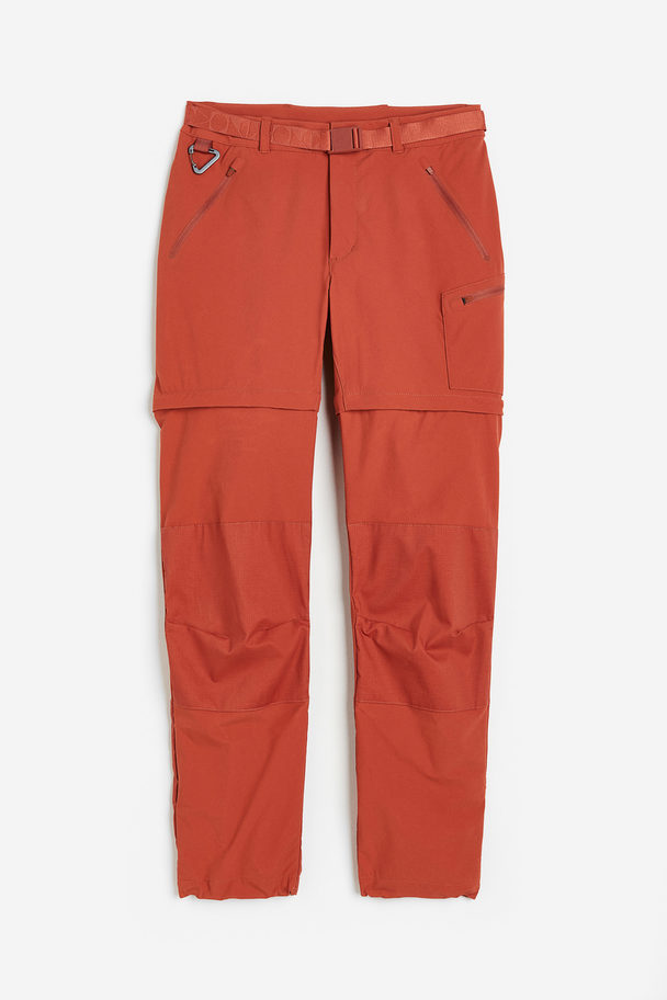 H&M Water-repellent Zip-off Hiking Trousers Brick Red