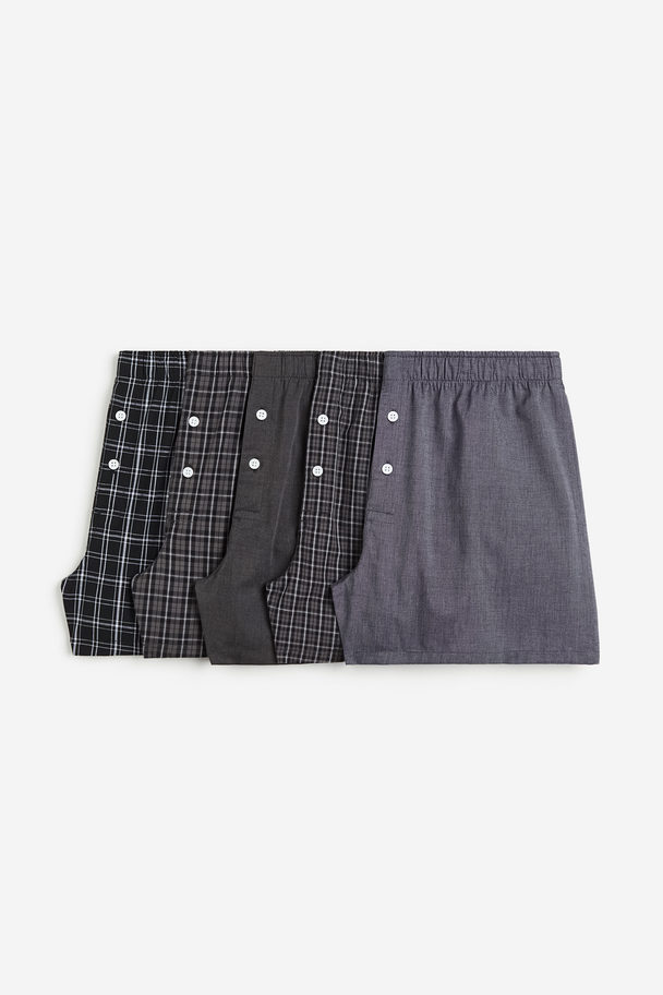 H&M 5er-Pack Boxershorts aus Baumwollstoff Dunkelgrau/Kariert