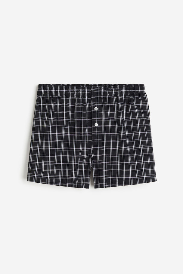 H&M Set Van 5 Geweven Katoenen Boxershorts Donkergrijs/geruit