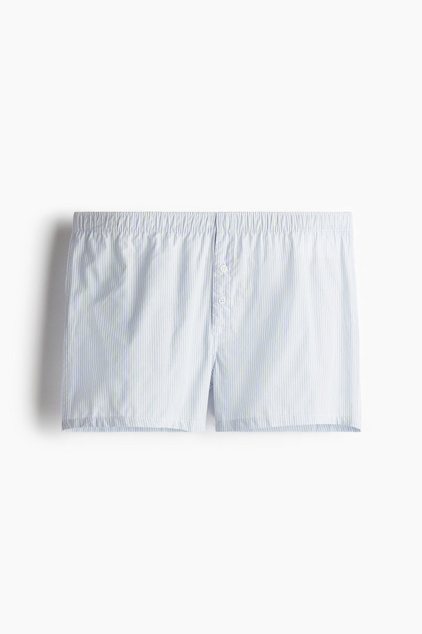 H&M Set Van 5 Geweven Katoenen Boxershorts Lichtblauw/gestreept