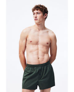 Set Van 5 Geweven Katoenen Boxershorts Groen/geruit