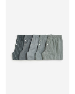 5er-Pack Boxershorts aus Baumwollstoff Dunkelgrün/Kariert