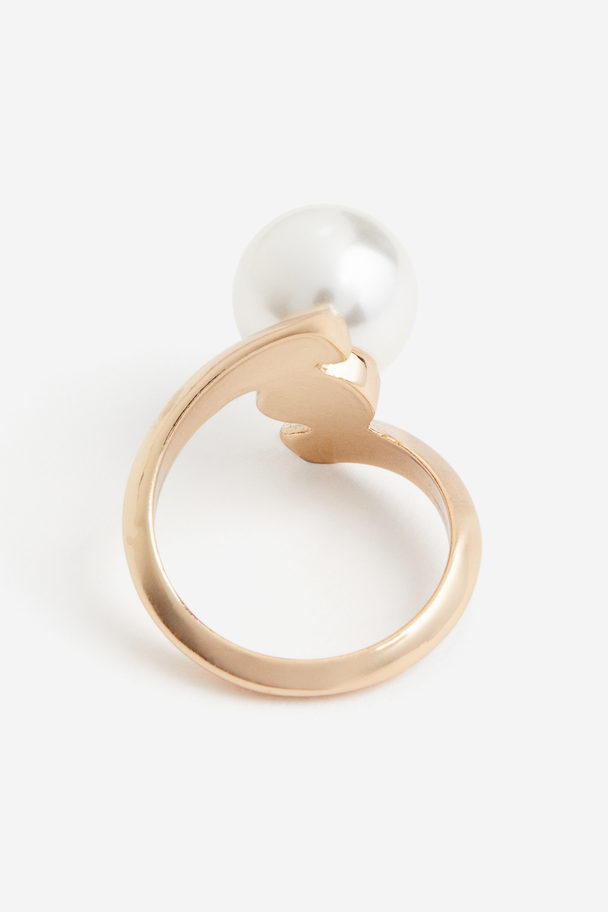 H&M Bead Ring Gold-coloured/white