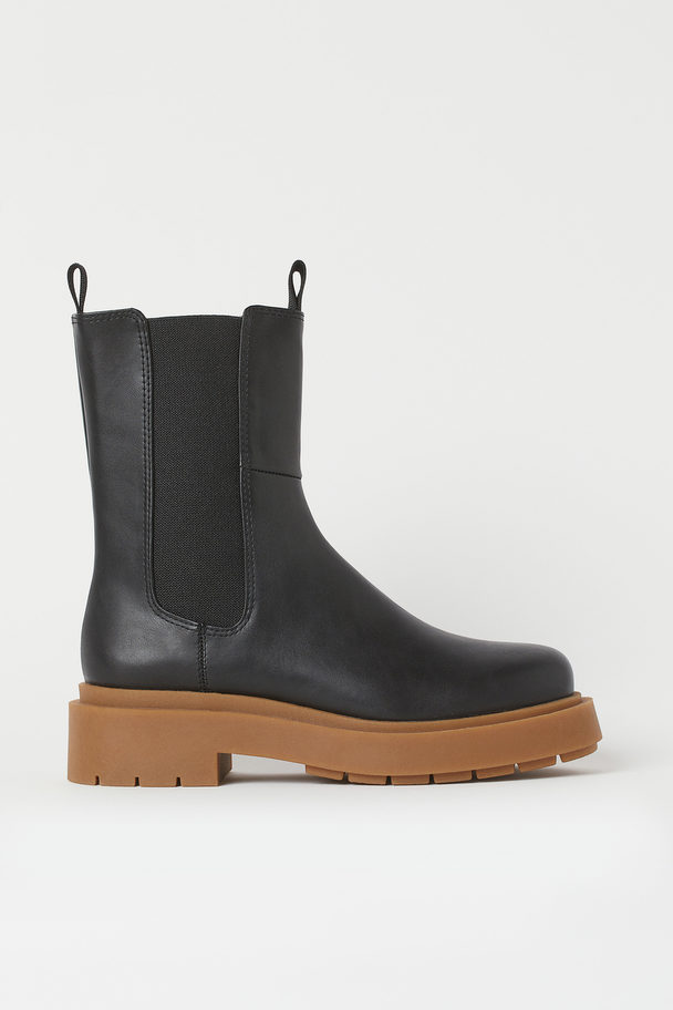 H&M Hoge Boots Met Plateauzool Zwart/donkerbeige