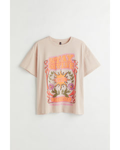 H&m+ T-shirt Med Tryk Lys Rosa/stay Divine