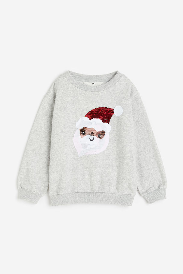 H&M Sweater Met Motief Grijs Gemêleerd/kerstman