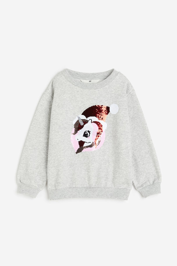 H&M Sweater Met Motief Grijs Gemêleerd/kerstman