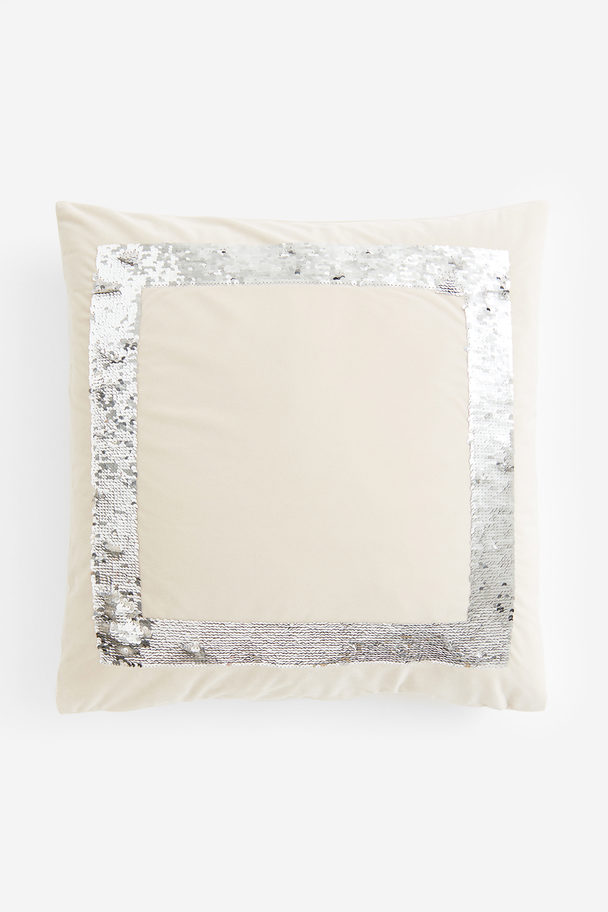 H&M HOME Reversible Sequin-motif Cushion Cover Light Beige/silver-coloured