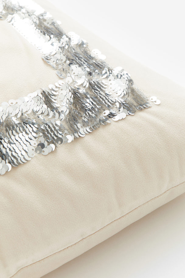 H&M HOME Reversible Sequin-motif Cushion Cover Light Beige/silver-coloured
