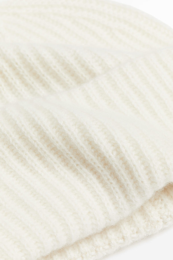 H&M Rib-knit Cashmere Hat White