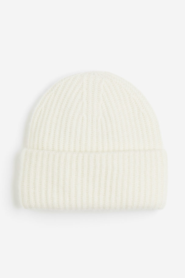 H&M Rib-knit Cashmere Hat White
