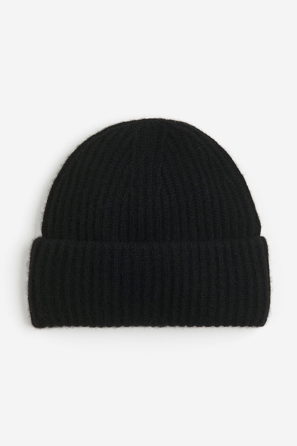 H&M Rib-knit Cashmere Hat Black