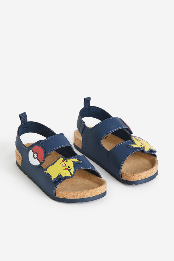 H&M Sandalen mit Knöchelriemen Dunkelblau/Pokémon