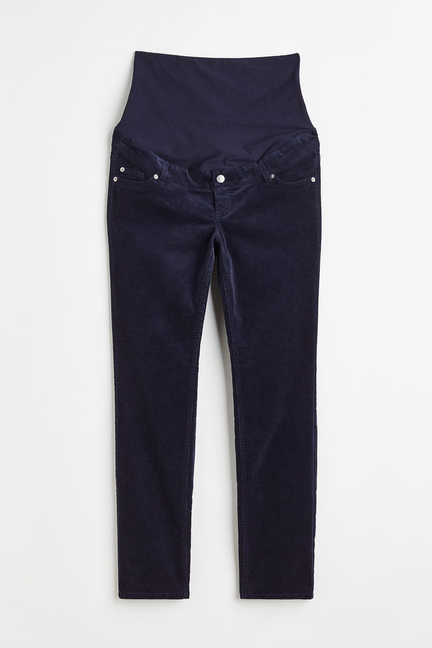 H&M Mama Corduroy Trousers Navy Blue