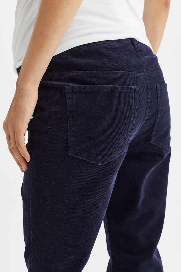 H&M Mama Corduroy Trousers Navy Blue