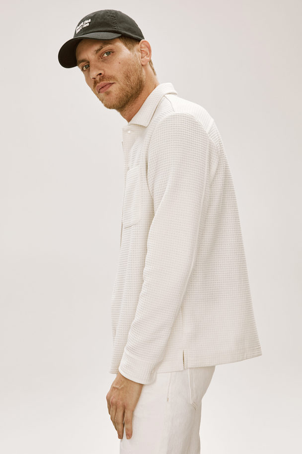 H&M Gewafeld Overhemd - Regular Fit Roomwit