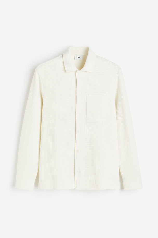 H&M Gewafeld Overhemd - Regular Fit Roomwit