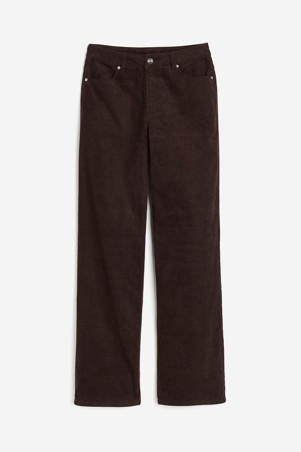 H&M Corduroy Trousers Dark Brown