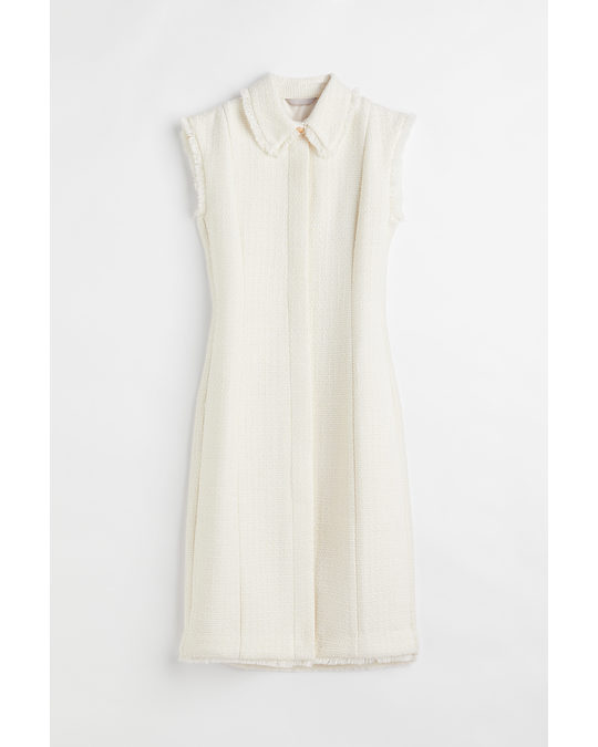 H&M Bouclé Wool-blend Dress White
