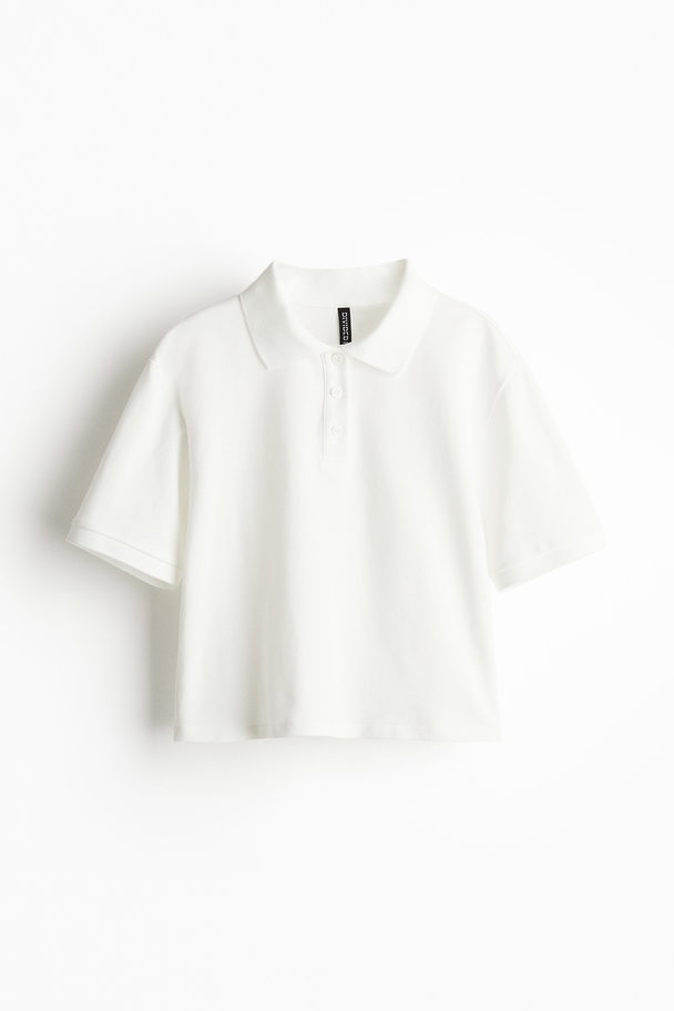 H&M Short Piqué Polo Shirt Cream