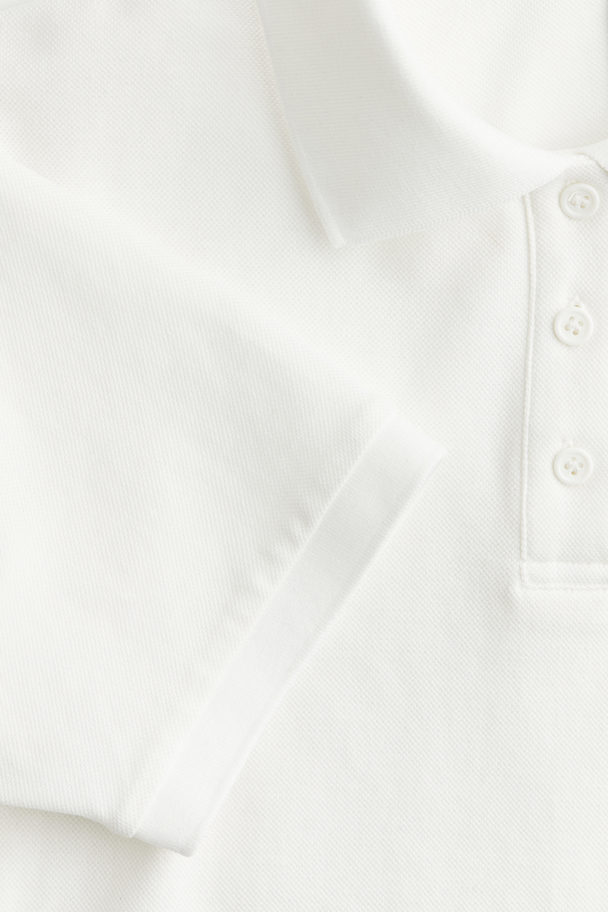 H&M Short Piqué Polo Shirt Cream