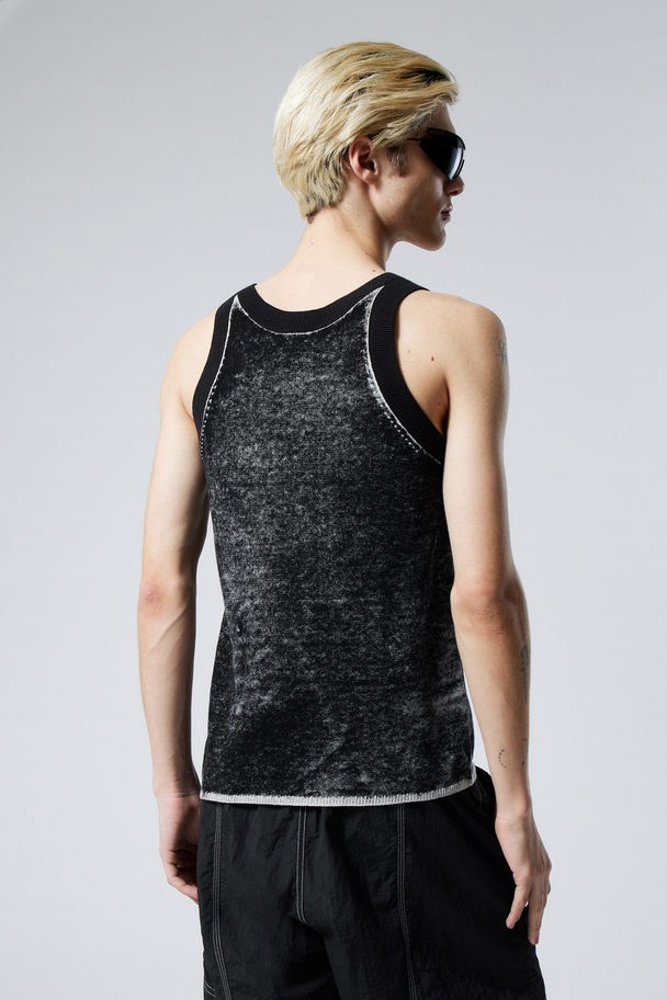 Weekday Washed Knitted Tank Top Worn Out Black