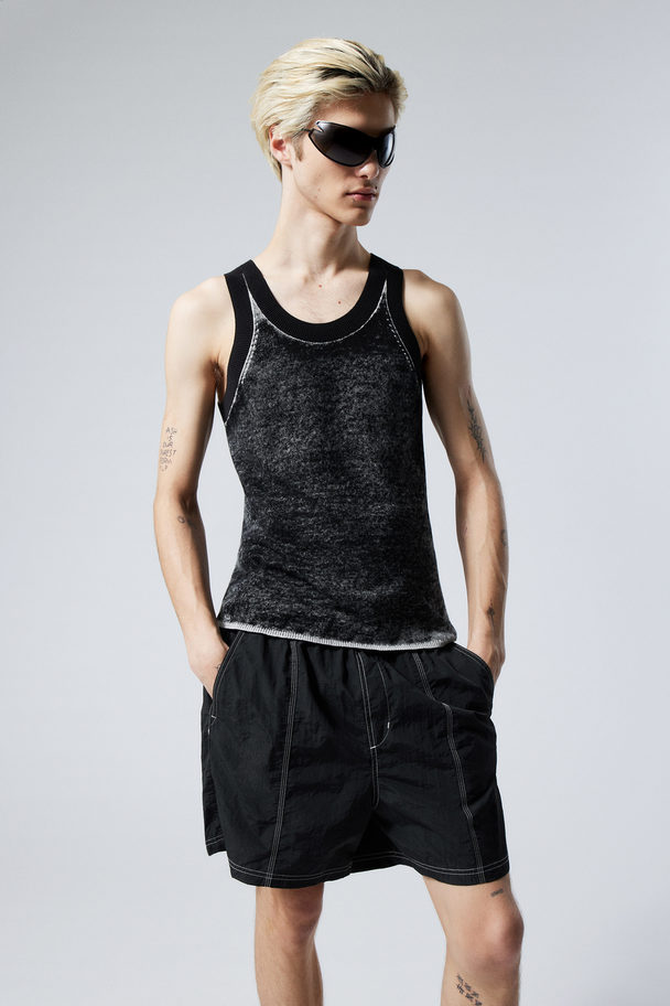 Weekday Washed Knitted Tank Top Worn Out Black