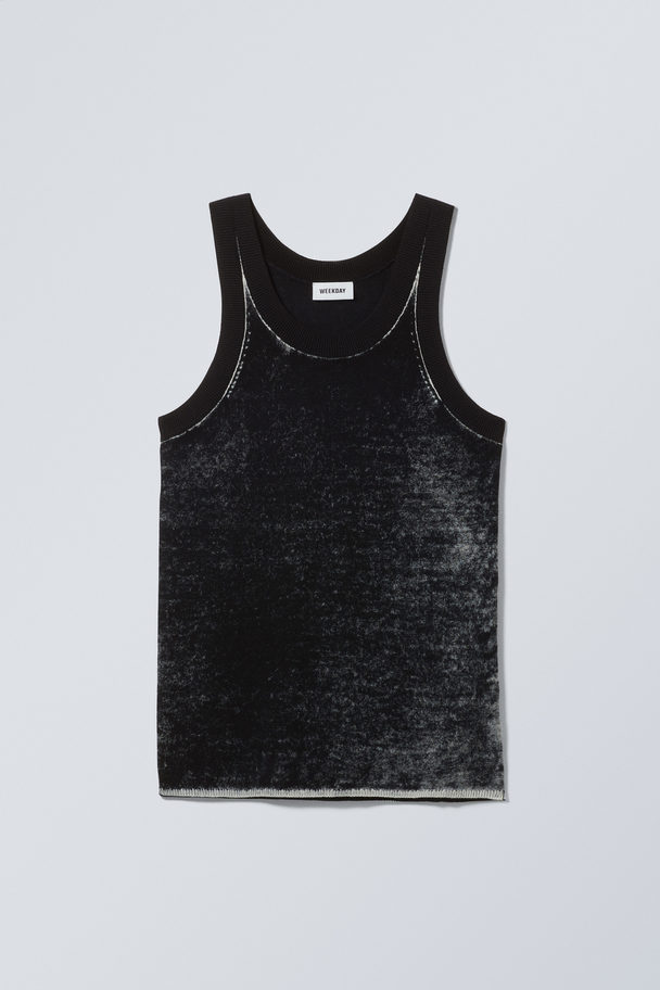 Weekday Washed Knitted Tank Top Worn Out Black