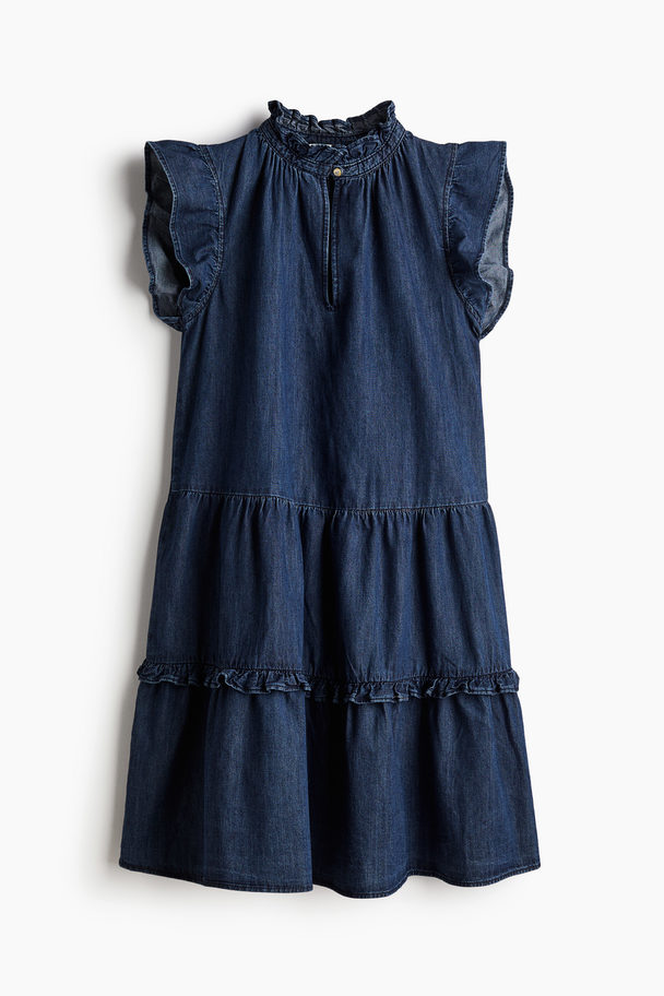 H&M Kleid mit Volants Dunkles Denimblau